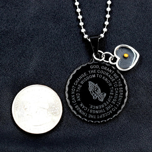 Uloveido Bible Verse Medal Necklace Prayer Necklace with Mustard Seed Gold Stainless Steel Praying Hands Coin Medal Pendant...
