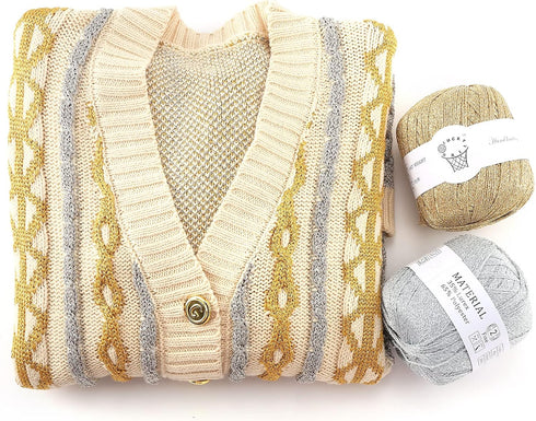 2PCS Metallic Crochet Thread,Yarn for Crocheting,Metallic Thread Round Band Yarn,Lurex Yarn with Metallic Shine, Sparkle Metallic Yarn for Clothes...