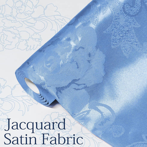 Satin Jacquard Fabric, 49" Wide Peony Pattern Shiny Silky Brocade Fabric for Dress, Shirts, tablecloth, table Runner, Wedding Decor, DIY Crafts, 1...