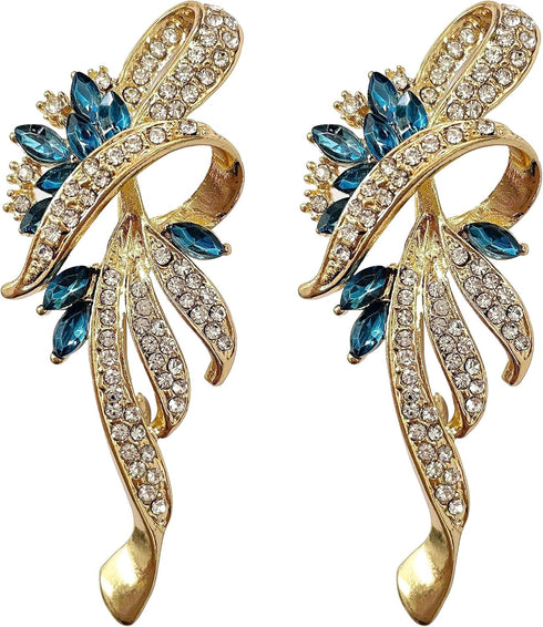Ribbon Knot Brooches for Women - 2Pcs Premium Crystals Rhinestones Brooches with Silver Tone - Great for Wife,Sisters,Friends,Daily Wear or Dating...