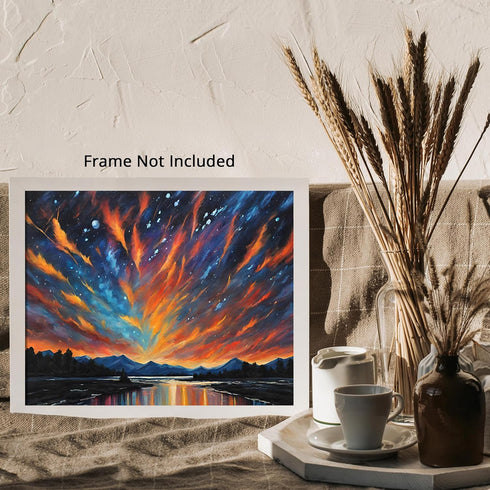 Posterizer 1 pcs- mountains, trees, night sky landscape nature 5-Landscape & Nature Art-Floral Botanical Art- Decor for Home & Office- unframed wa...
