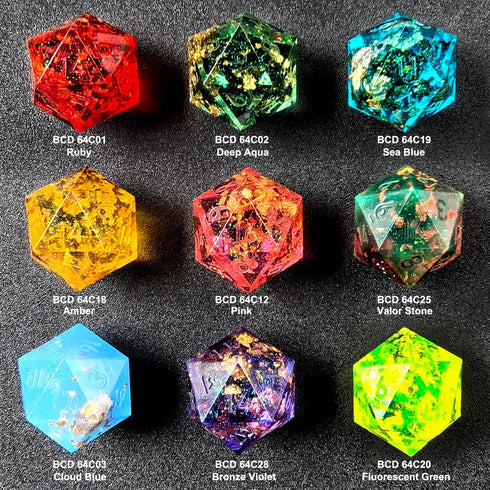 Unpainted Shimmery Sharp Edge DND Dice Set with Golden foil, Handmade 7 Piece Razor Edged Polyhedral RPG Dice Set for Role Playing Games...