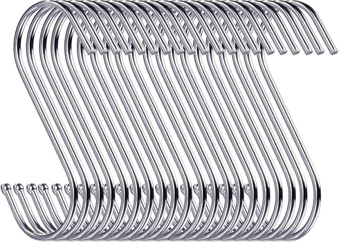 20 Pack 3.5 Inch S Hooks Heavy Duty for Plants, Hangings, Outdoor, Lights, Cups - Large Hangers for Kitchen, Bathroom, Bedroom and Office (Silver)...