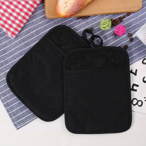 100% Cotton with Silicone Kitchen Everyday Basic Pot Holder Heat Resistant Coaster Potholder Oven Mitts with Pocket for Cooking and Baking Set of ...