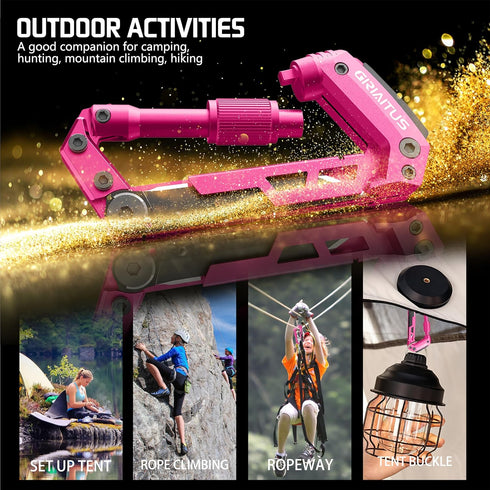 Carabiner Multitool with Pocket Knives, 8-in-1 EDC Carabiners, Folding Serrated Knife, Can Bottle Opener, Rope Cutter, Screwdriver, Keychain Knife...