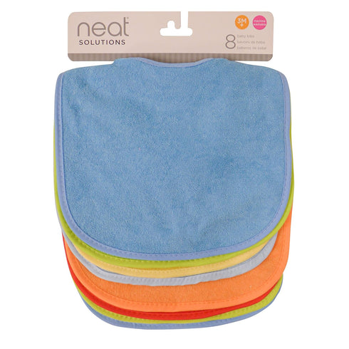 Neat Solutions 8 Count Multi-Color Solid Knit Terry Feeder Bib, Boy...