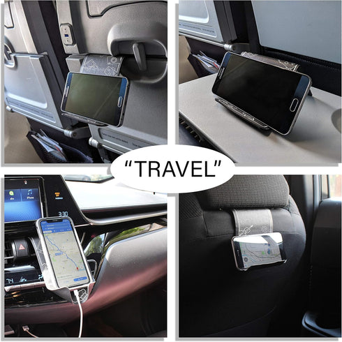Airplane Travel Essentials for Flying Flex Flap Cell Phone Holder & Flexible Tablet Stand for Desk, Bed, Treadmill, Home & in-Flight Airplane Trav...