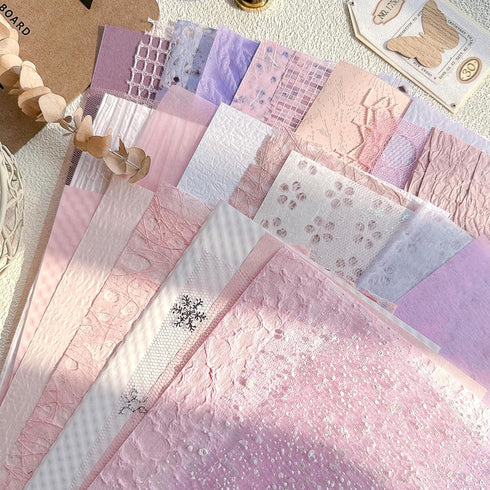 Aromoty 30Pcs A4 Handmade Scrapbook Paper sheet Craft Textured Paper Morandi Mesh Fabric Mulberry Special Paper Mix for Scrapbooking Junk Journali...