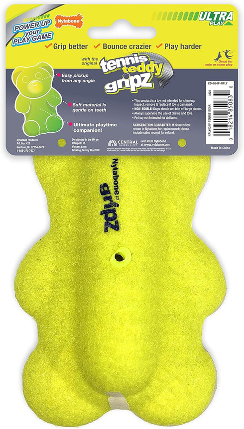 Nylabone Power Play Tennis Teddy Gripz Bear Dog Toy Teddy Medium (1 Count)...