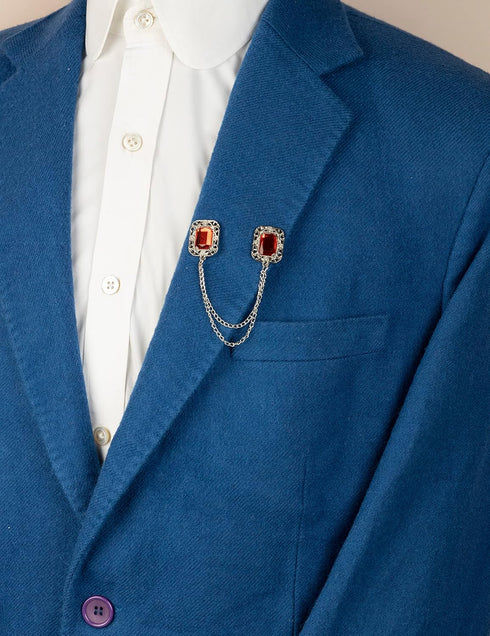 Knighthood Stone With Silver Engraving And Hanging Tassel Chain Collar Pin Brooch, Suit Stud, Shirt Studs, Lapel Pin Accessories for Men Women...