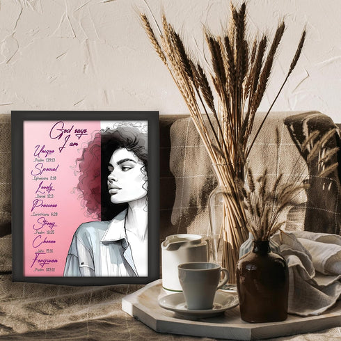 Posterizer 1 pcs-God says i'm strong and unique-Bible verse-Religious Posters-Inspirational Women's Art-Gifts for Christians-Decor for Home & Offi...