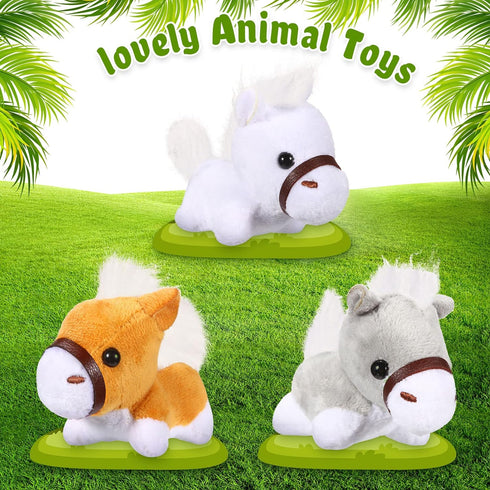 Stuffed Horse, 12 Pieces Assorted Toy Figures, Plush Animals for Holiday Party Favors, 3.2 x 3 Inch...