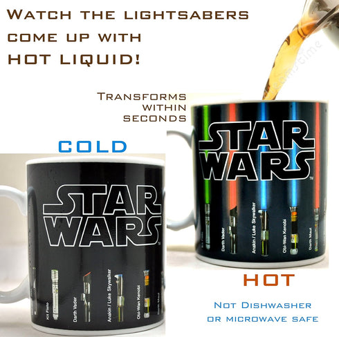 Benair USA Star Wars Mug, Lightsabers Appear With Heat (12 oz) - Fragile...