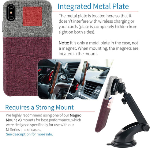 Dockem Wallet Case for iPhone Xs Max (6.5"): Built-in Metal Plate for Magnetic Mounting & 2 Credit Card Holder Slots (Luxe M2 Synthetic Leather, M...
