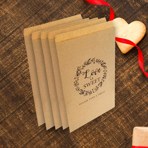 FRIDAY NIGHT 50Pcs Wedding Favors Candy Buffet Bags Brown Kaft Paper Favor Rustic Bag Good for Snacks or Cookie Buffets Please Take A Treat...