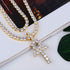 JINAO 18K Gold Plated Iced Out Cubic Zirconia Egyptian Ankh Cross Simulated Diamond Pendant Necklace for Men Women with Stainless Rope Chain...