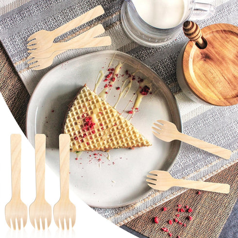 200 Pack 4" Mini Wooden Spork Disposable Spork Biodegradable Birchwood Fork Spoon for Camping, Party, Wedding and Family Gatherings...