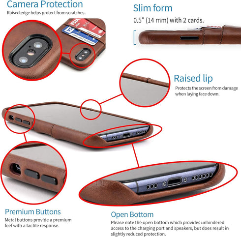 Dockem Wallet Case for iPhone X/XS: Built-in Metal Plate for Magnetic Mounting & 2 Credit Card Holders, (5.8" Exec M2, Synthetic Leather, Brown)...