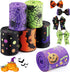 6 Rolls 30 Yards Halloween Wired Edge Ribbons Bat Spider Web Printed Ribbon Witch Legs Hat Skull Pumpkin Ribbons Halloween Decorative Wrapping Rib...