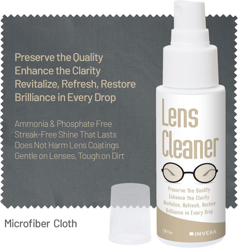 Eyeglass Cleaner Spray with Microfiber Cloth Kit, Lens Cleaner for Eyeglasses, Sunglasses, Camera Lenses & Electronic Screens, Gentle, Odor-Free, ...