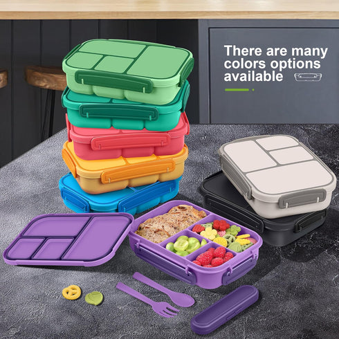 Bento Box Adult Lunch Box,Kids Child Lunch Box-Leak-Proof Bento Box with Utensil,Lunch Containers for Adults Men Women with 4 Compartments,Microwa...
