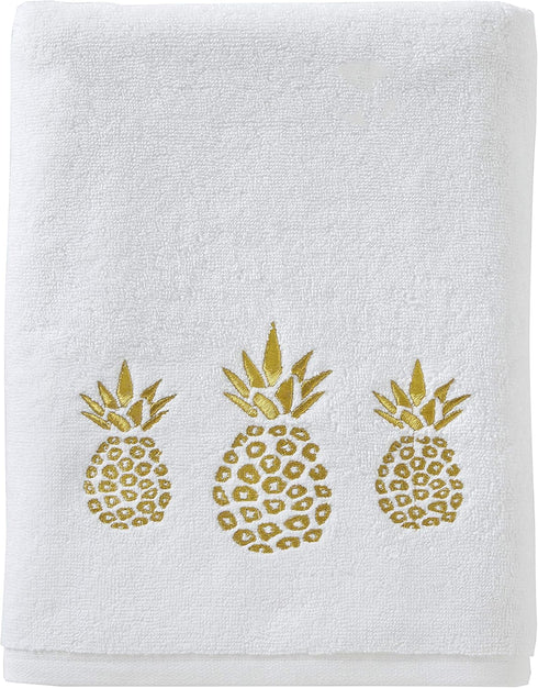 SKL Home by Saturday Knight Ltd. Gilded Pineapple Bath Towel, White Small...