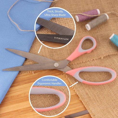 JubileeYarn Titanium Softgrip Scissors Set - Pinking, Sewing, Arts, Crafts, Office - 1 Set of 4 - Pink...