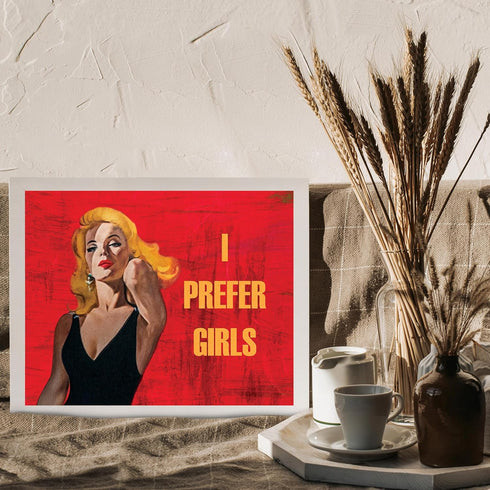 Posterizer 1 pcs-i prefer girls-retro poster for lesbians-Gay & LGBTQ Art-Abstract & Modern Art-Gift for LGBTQ, Queer, Gay, Bi, Lesbian- UNFRAMED ...