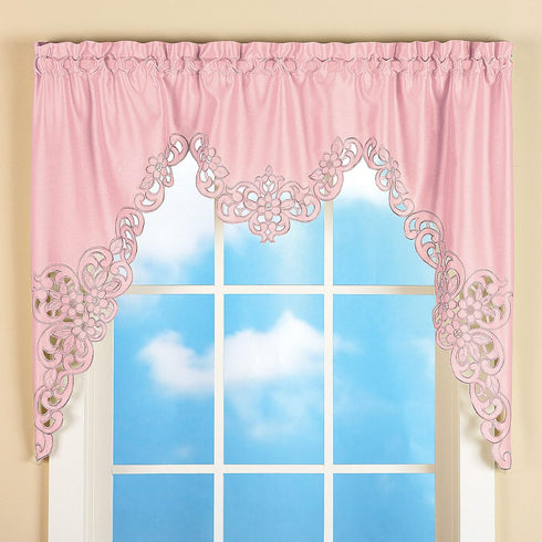 Collections Etc Elegant Scroll Window Valance Rose 58" x 36"...