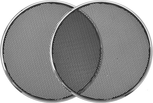 X AUTOHAUX 2pcs 4 Inch Car Metal Audio Speaker Grill Cover Mesh Woofer Horn Guard Decorative Circle Grille Protector Silver Tone...
