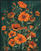 Posterizer 1 pcs-orange wild dainty flowers with green background-Floral & Botanical Art-Abstract & Modern Art-Decor for Home & Office- UNFRAMED W...