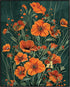 Posterizer 1 pcs-orange wild dainty flowers with green background-Floral & Botanical Art-Abstract & Modern Art-Decor for Home & Office- UNFRAMED W...