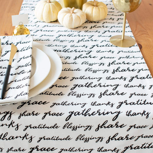 Thanksgiving Table Runner with Quotation (Off-White, 14x72 inch, Pack of 1) for Holiday, Halloween , Christmas , Wedding, Cocktail Party...