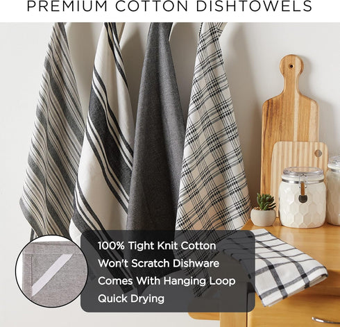 DII Ultra Absorbent, Everyday Cotton Kitchen Towels, Dishtowel Set, Assorted Blue, 5 Piece...
