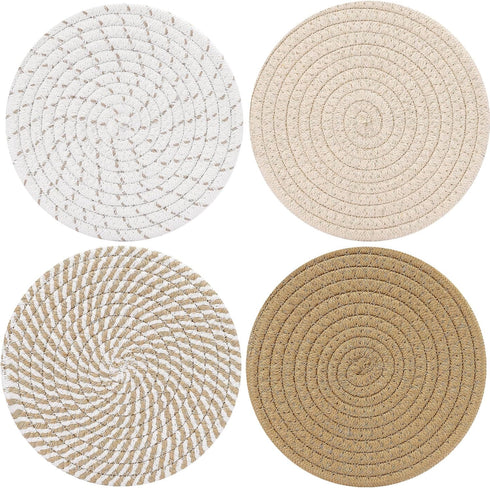 ME.FAN Trivets/Potholders 4 Set Cotton Thread Weave Trivets for for Hot Pots and Pans - Large Coasters/Hot Pads/Hot Mats to Protect Desktop & Coun...