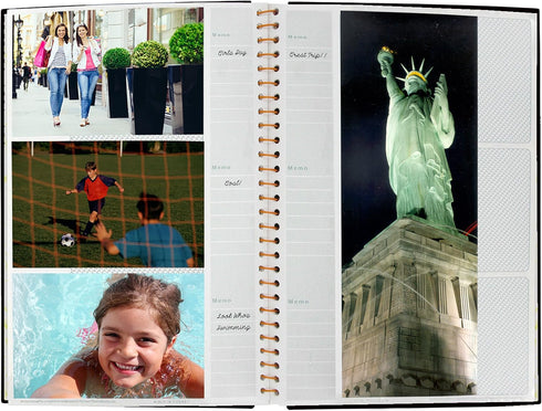 Spiral Bound Photo Album 300 Bi-Directional Memo Pockets Hold 4x6 Photos, Black...