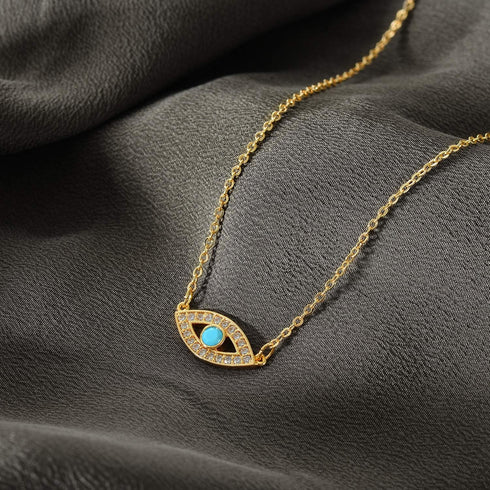 MYEARS Women Evil Eye Necklace Gold Pendant Turquoise Diamond CZ Pave 14K Gold Filled Chain Dianty Boho Beach Simple Handmade Jewelry Gift...