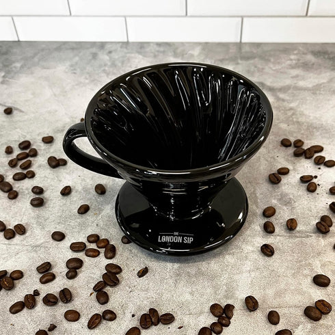 Ceramic Coffee Dripper Pour Over Ceramic Coffee Maker, Coffee Slow Brewing Accessories for Home, 1-4 Cup, Black...