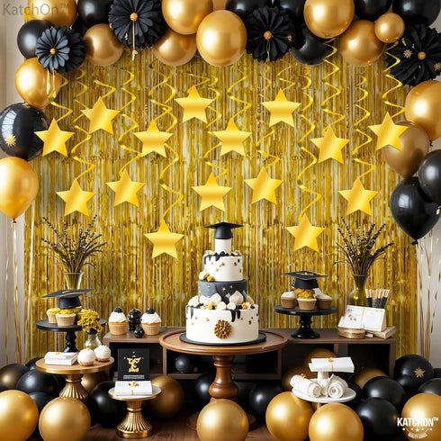 KatchOn, Gold Star Hanging Swirls - Pack of 30, No DIY | Gold Star Decorations for Party | Hanging Stars Decoration for Birthday, Wedding, Anniver...