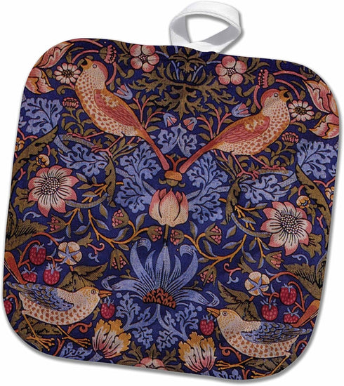 3D Rose Image of William Morris Strawberry Thief with Birds Pot Holder, 8 x 8...