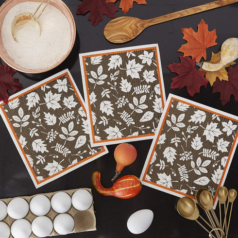 DII Swedish Dishcloths for Kitchen & Cleaning, Reusable, Machine Washable & Dishwasher Safe, Biodegradable, 7.75 x 6.75, It's Fall Y'all, 3 Piece...