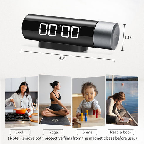 Aesthetic Timer, Rotating Knob Timer, Aesthetic Magnetic Kitchen Timer with LED Display, Count Up & Down, Pause and Resume, Ideal for Tasks, Work,...