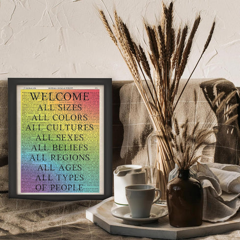 Posterizer 1 pcs-welcome all sizes and sexes and colors sign-Gay & LGBTQ Art-Motivational & Inspirational Art-Gift for LGBTQ, Queer, Gay, Bi, Lesb...