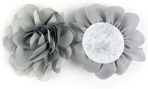 Worlds Gray Chiffon Ruffled Fabric Flower for DIY Handmade Decorative, Hair Clip,Scrapbooking and More Decoration 10PC (2-3/8" Inch)...