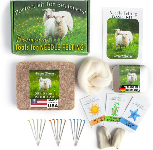 Desert Breeze Distributing Basic Tools Needle Felting Kit | Premium Wool Felting Supplies for Beginners & Adults – 15 Groz-Beckert Felting Needles...