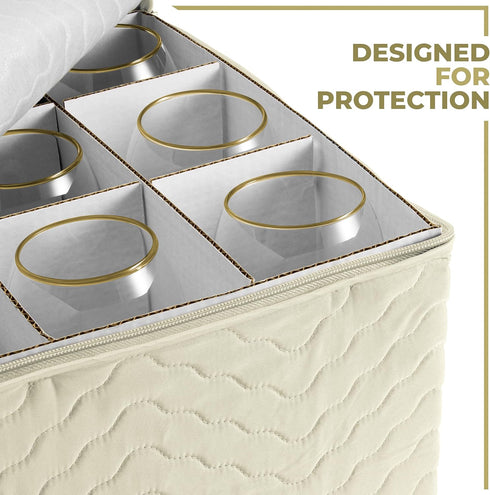 Sorbus Stemware Storage Chest - Deluxe Quilted Case with Dividers - Service for 12 - Great for Protecting or Transporting Wine Glasses, Champagne ...