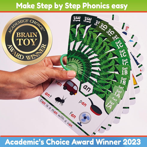 Phonics Flash Cards - Learn to Read in 20 Stages - Digraphs CVC Blends Long Vowel Sounds - Games for Kids Ages 4-8 Kindergarten First Second Grade...