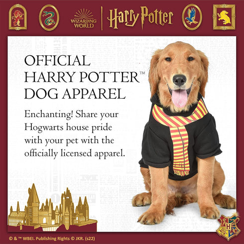 Harry Potter Gryffindor Pet Hoodie with Faux Scarf - Small | Pet Apparel and Accessories for Dogs| Dog Pullover Hoodie for Hogwarts Houses, Gryffi...