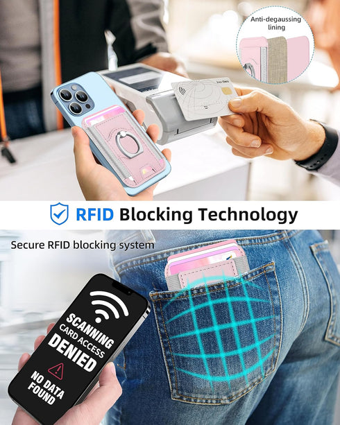 TopMade for MagSafe Wallet with Ring Grip, Strong Magnetic Wallet Card Holder for iPhone 15/14/13/12 Series, Minimalist 360° Rotation Phone Stand,...