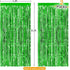 CHRORINE 2pcs 3ft x 8.3ft Green Tinsel Foil Fringe Curtains Streamers Backdrop for Green Birthday Jungle Safari Tropical Party Christmas Decoratio...